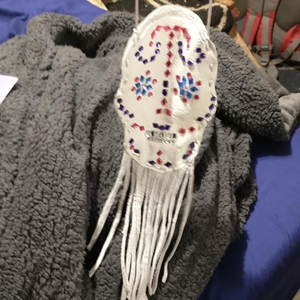 White Buffalo Skin and buck skin Sugar Skull Bag